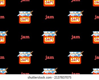 jam cartoon character seamless pattern on black background.Pixel style