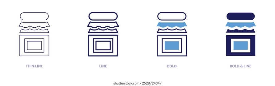 Jam collection icon in 4 different styles. Thin Line, Line, Bold, and Bold Line. Duotone style. Editable stroke.