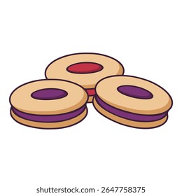 jam cookies snack sweet flat color vector illustration template design
