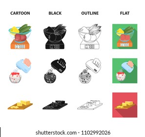 , jam, diet, accessories and other web icon in cartoon,black,outline,flat style.cook, equipment, appliance, icons in set collection.