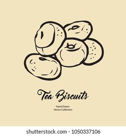 Jam doughnuts isolated hand drawn vector line illustration old style. Vector tea biscuits, cookies for cooking logo, packaging design, cafe menu, banner, flayer, coffee shop in retro hand drawn style.