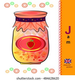 Jam. English alphabet. Abc. Vector Clip Art Illustration