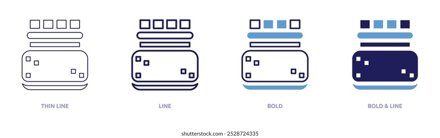 Ícone de eventos de emperramento em 4 estilos diferentes. Linha fina, Linha, Negrito e Linha Negrito. Estilo duotônico. Traçado editável.