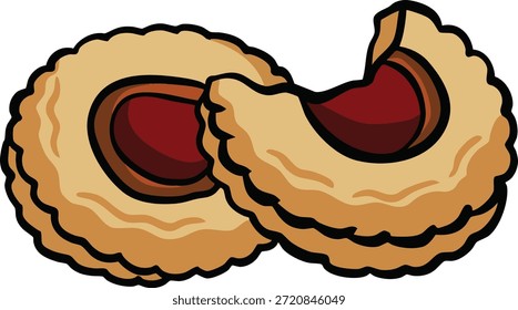 Marmelade gefüllte Butter Kekse Flat Color Illustration - süße Kekse Dessert
