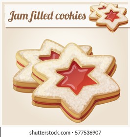Jam filled cookies. Cartoon vector illustration. Series of food and drink and ingredients for cooking.