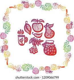 Jam and fruits. Vector illustration