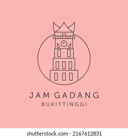 jam gadang icon line art logo vector symbol illustration design