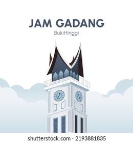 "Jam Gadang" is landmark of  Bukittinggi City, Indonesia. Vector Illustration