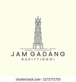 jam gadang with linear style logo icon template design. landmark, tower, clock, bukit tinggi,indonesia, sumatera barat vector illustration