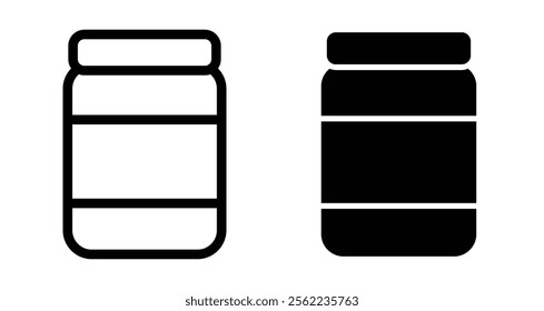 Jam glass Icons pack in outlined and flat versions