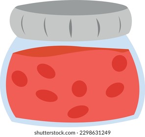 Jam in glass jar. Berries marmelade 