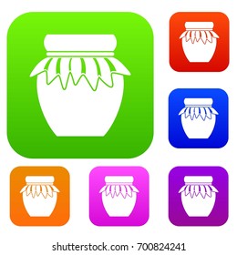 Jam in glass jar set icon in different colors isolated vector illustration. Premium collection