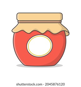 Jam Glass Jars Labeled Vector Icon Illustration. Jar Of Jam Theme Flat Icon