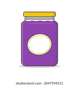 Ilustración del icono vectorial con la etiqueta Jam Glass Jars. Icono De Jar Of Jam Flat