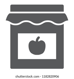 Jam glyph icon, jar and container, glass sign, vector graphics, a solid pattern on a white background, eps 10.