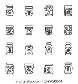 Jam, honey jar bottle icon with white background. Thin line style stock.