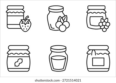 Konfitüren-Symbolsatz, Vektorgrafik auf weißem Hintergrund