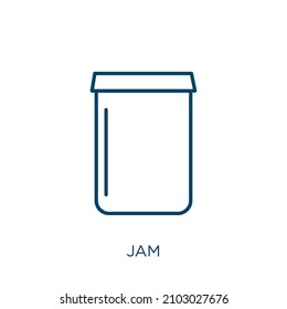 jam icon. Thin linear jam outline icon isolated on white background. Line vector jam sign, symbol for web and mobile