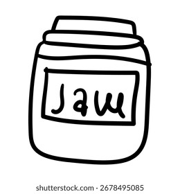 Jam Jar Doodle, Hand Drawn Black and White Illustration. Doodle vector illustration for wedding design, logo and greeting card.