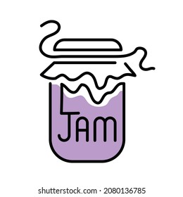 Jam jar doodle illustration. Vector line art text
