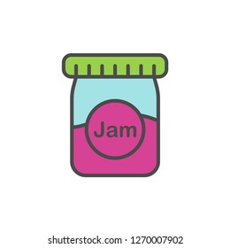 Jam jar flat vector icon sign symbol