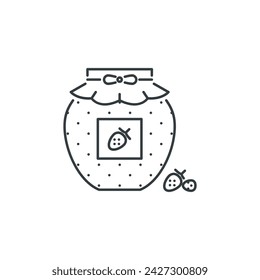 Jam, jar, food, cafe, sweet, snack, strawberry icon, vector illustration