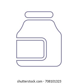 Jam jar glass. Vector. Violet linear icon on white background. Isolated.
