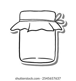 Jam Jar Hand Drawn Doodle Outline. Vector illustration for decorate, coloring and any design.