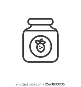 Jam Jar Icon Depicting a Glass Jar with Fruit Jam in Black and White