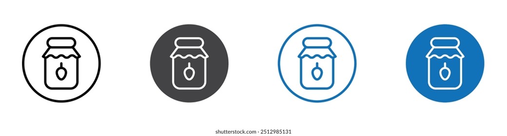 Jam jar icon flat editable icon mark set.