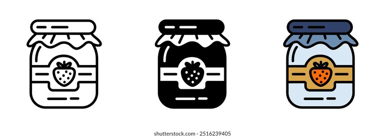 Jam Jar Icon, A glass container used for preserving homemade jams, jellies, or sauces, designed to maintain freshness and flavor.