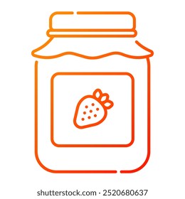 Jam jar icon. geleia, jar, doce, morango, conservar, comida, fruta, café da manhã, garrafa de vidro. Ilustração de ícone de vetor