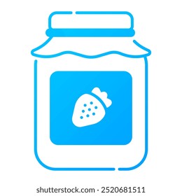 Jam jar icon. geleia, jar, doce, morango, conservar, comida, fruta, café da manhã, garrafa de vidro. Ilustração de ícone de vetor