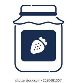 Jam jar icon. geleia, jar, doce, morango, conservar, comida, fruta, café da manhã, garrafa de vidro. Ilustração de ícone de vetor