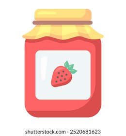 Jam jar icon. geleia, jar, doce, morango, conservar, comida, fruta, café da manhã, garrafa de vidro. Ilustração de ícone de vetor