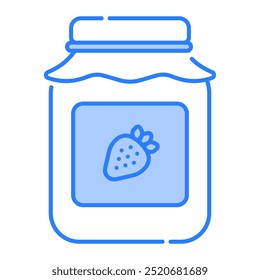 Jam jar icon. geleia, jar, doce, morango, conservar, comida, fruta, café da manhã, garrafa de vidro. Ilustração de ícone de vetor