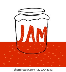Ilustración de jam jar sobre fondo blanco rojo