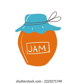La mermelada en un frasco, aislada en blanco. Ilustración del doodle vectorial