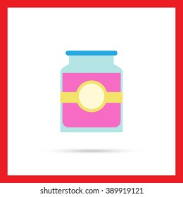 Jam jar with label