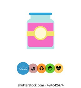 Jam jar with label