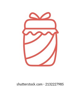 Jam jar line icon Strawberry jar vector Glass jar jam outline vector icon Symbol logo illustration Contour isolated vector image on white background
