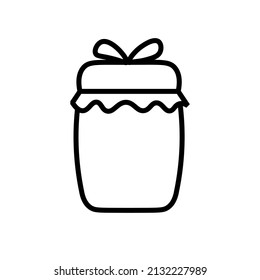 Jam jar line icon Strawberry jar vector Glass jar jam outline vector icon Symbol logo illustration Contour isolated vector image on white background