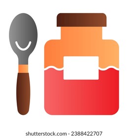Jam jar and spoon flat icon. Fruit jam color icons in trendy flat style. Dessert gradient style design, designed for web and app. Eps 10