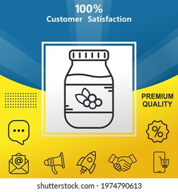 Jam jar vector glyph color icon. With yellow and blue background option