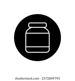 Jam jar vector icon, jam container symbol for bread flat design.