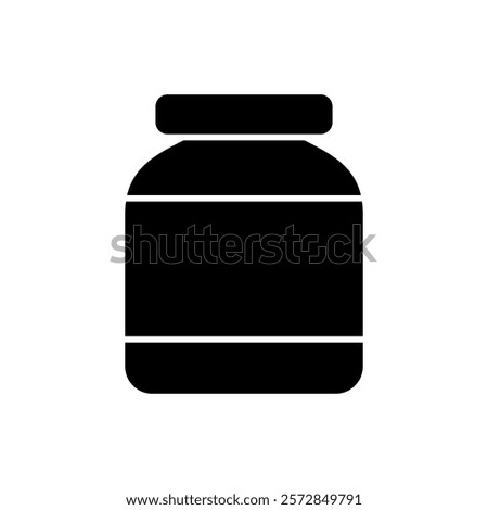 Jam jar vector icon, jam container symbol for bread flat design.