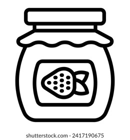 Diseño de icono de línea de vectores de Jam Jar