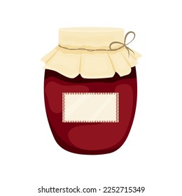 Jam jar. Ilustración de material vectorial. aislado. Fondo blanco. Comida. Dulces. Residuos por pan. Copa con bayas.