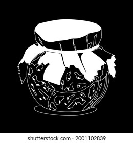 jam jar white on black background