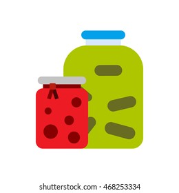 Jam jars icon in flat style isolated on white background. Food symbol